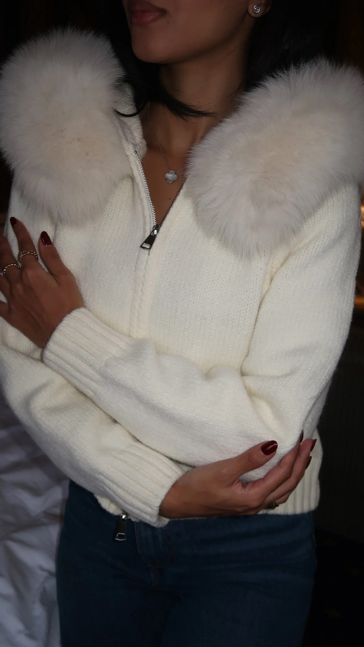 Cozy Hooded Fur Cardigan