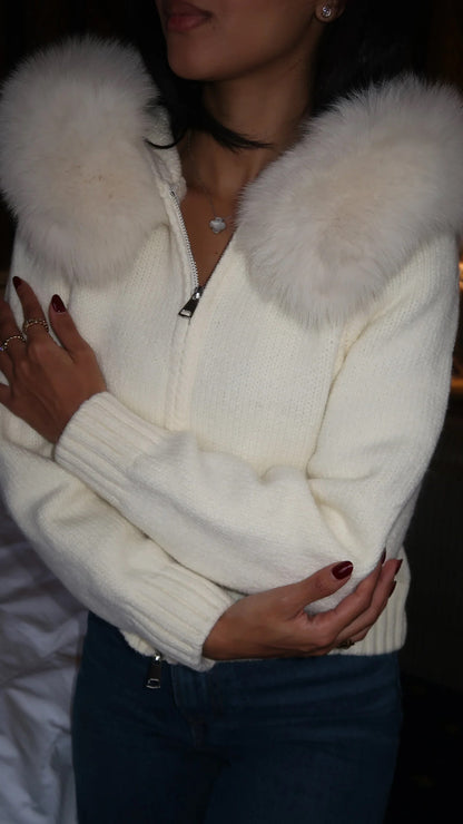 Cozy Hooded Fur Cardigan