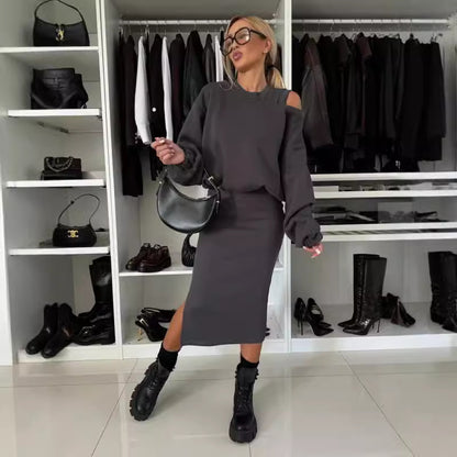 Cozy Midi Dress - Sweater Duo