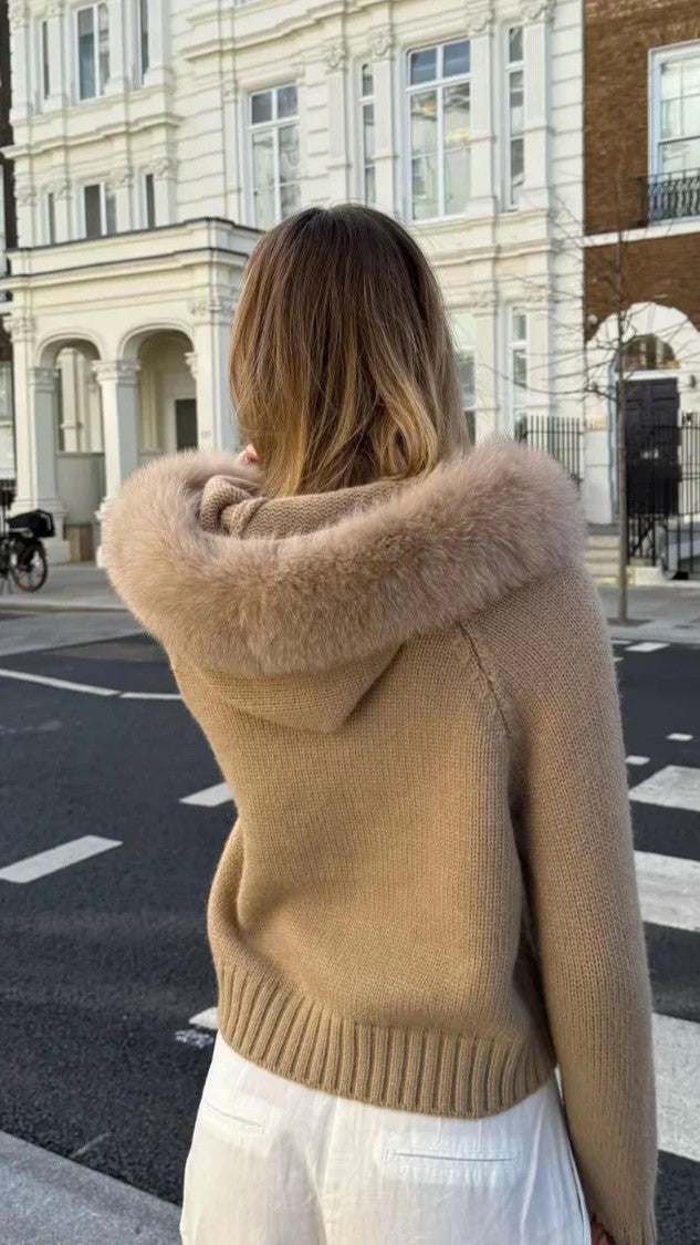 Cozy Hooded Fur Cardigan