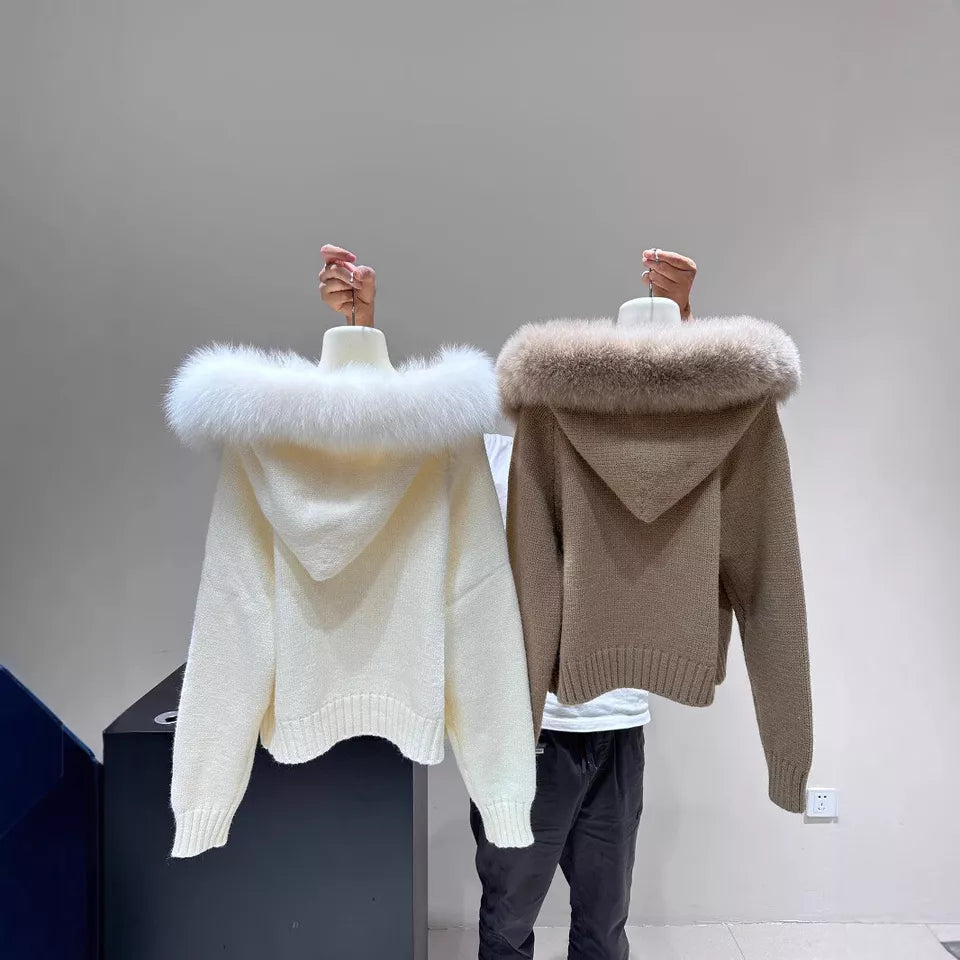 Cozy Hooded Fur Cardigan