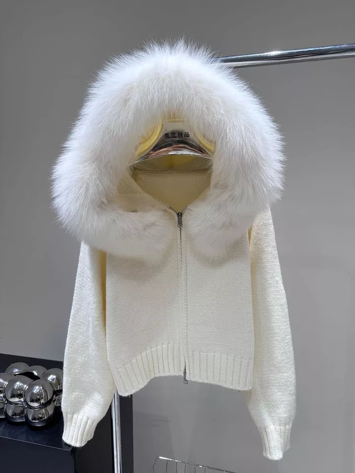 Cozy Hooded Fur Cardigan