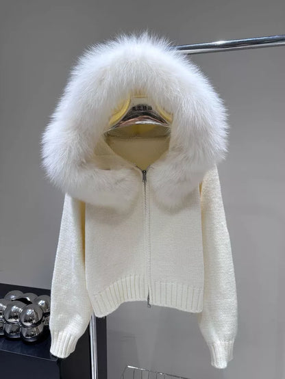 Cozy Hooded Fur Cardigan