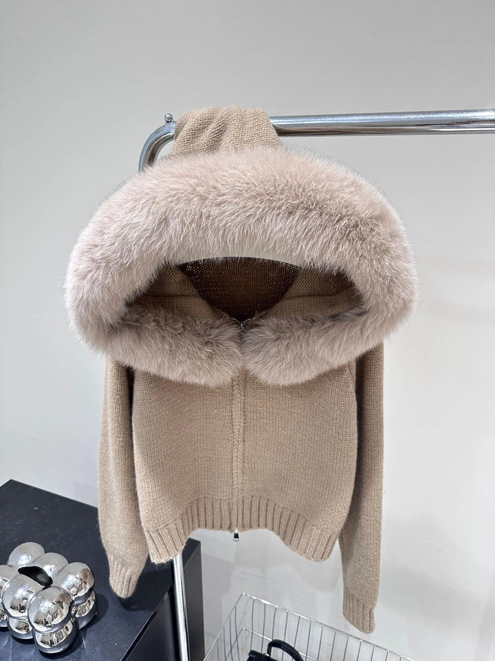 Cozy Hooded Fur Cardigan